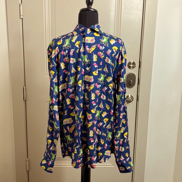 BUGATCHI Shaped Fit Summer Fun Button Front Shirt size Medium - Picture 1 of 6